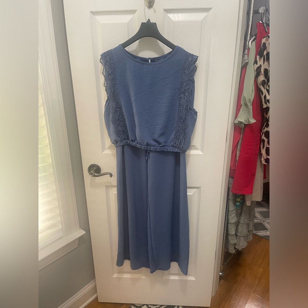SHEIN Blue Sleeveless Flutter Sleeve Pantsuit - Picture 2 of 14